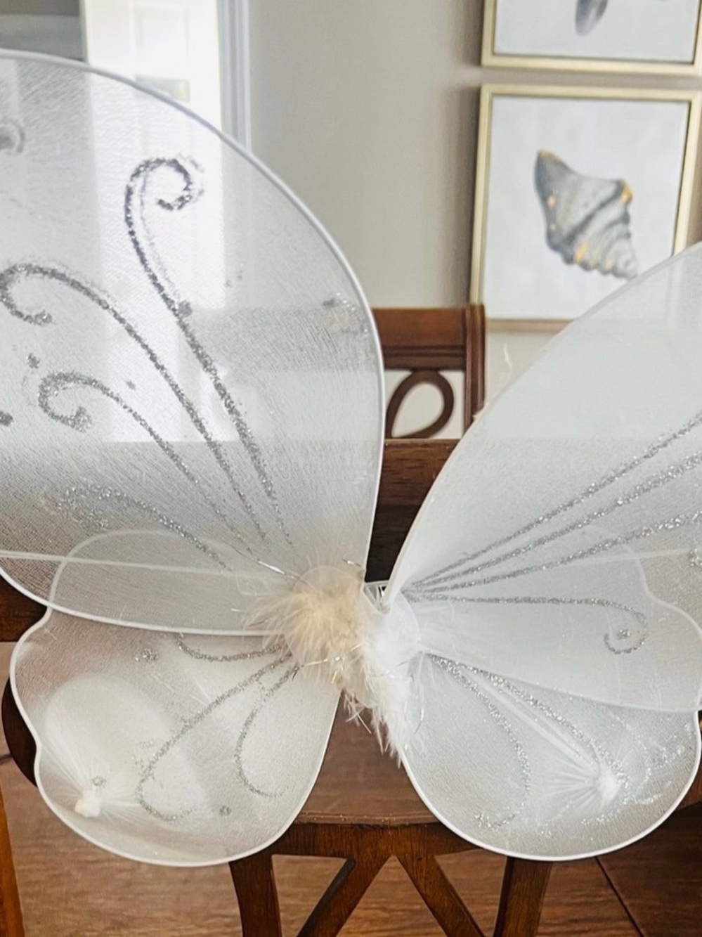 Memorial angel wings to place on a chair in memory of someone that is missing